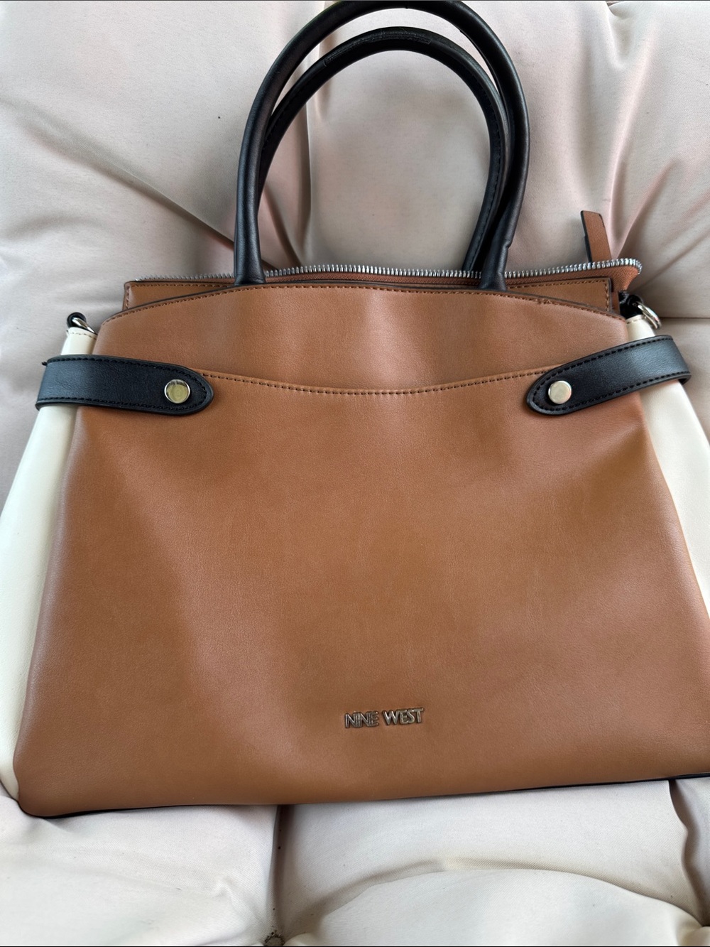 Nine West Tan, Cream & Black Colorblock Tote